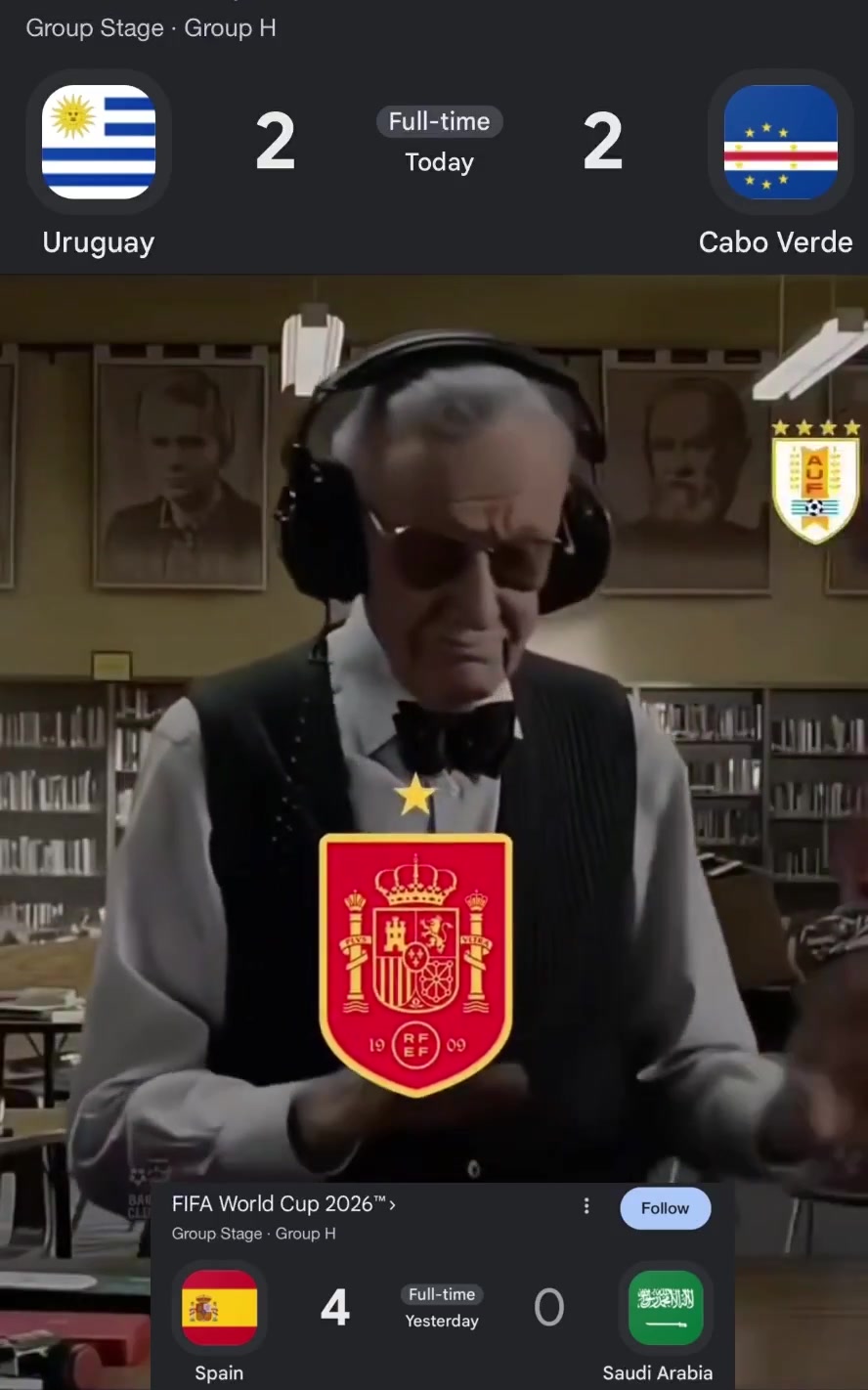 H组信号：沙特送西班牙一败，埃及三核虚设，佛得角成真黑马